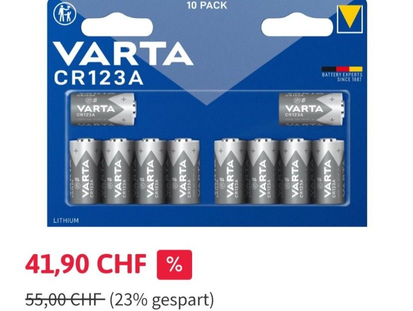 Varta Caricatori & Batterie: VARTA CR123A LITHIUM ×10 – Nuovo e nell'imballaggio originale da Bern venduto da jacoposcacchi 3