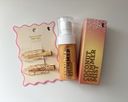❗️NEU Set aus Kokosnuss-Schimmerspray und Haarspangen – NEU
