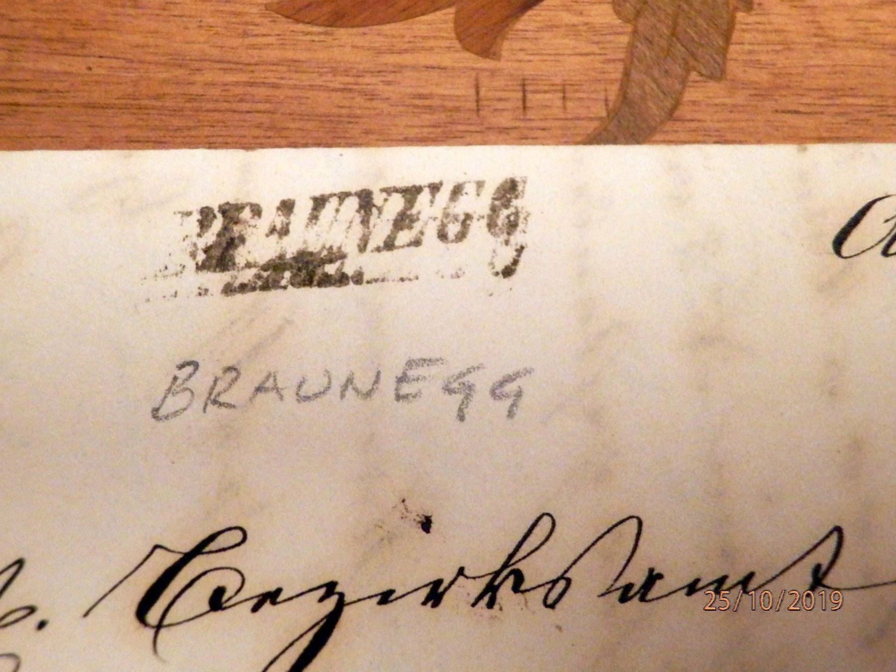 Timbri: Brief o. Marke, Balkenstempel "BRAUNEGG" – Usato da Ueberstorf venduto da dinbau 1