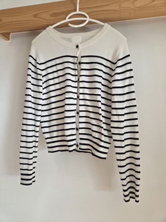 Cardigan rayé blanc et noir femme taille M bon état