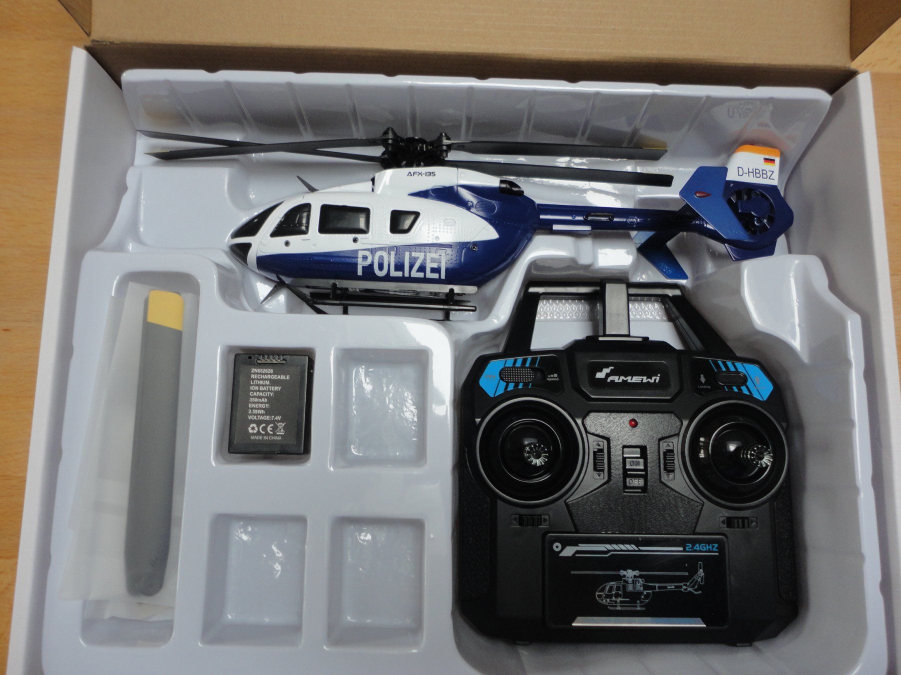 Amewi RC Modellbau: POLIZEI 4-Blatt HELIKOPTER 6G RTF – Neu und originalverpackt aus Horgen von RcModell 6