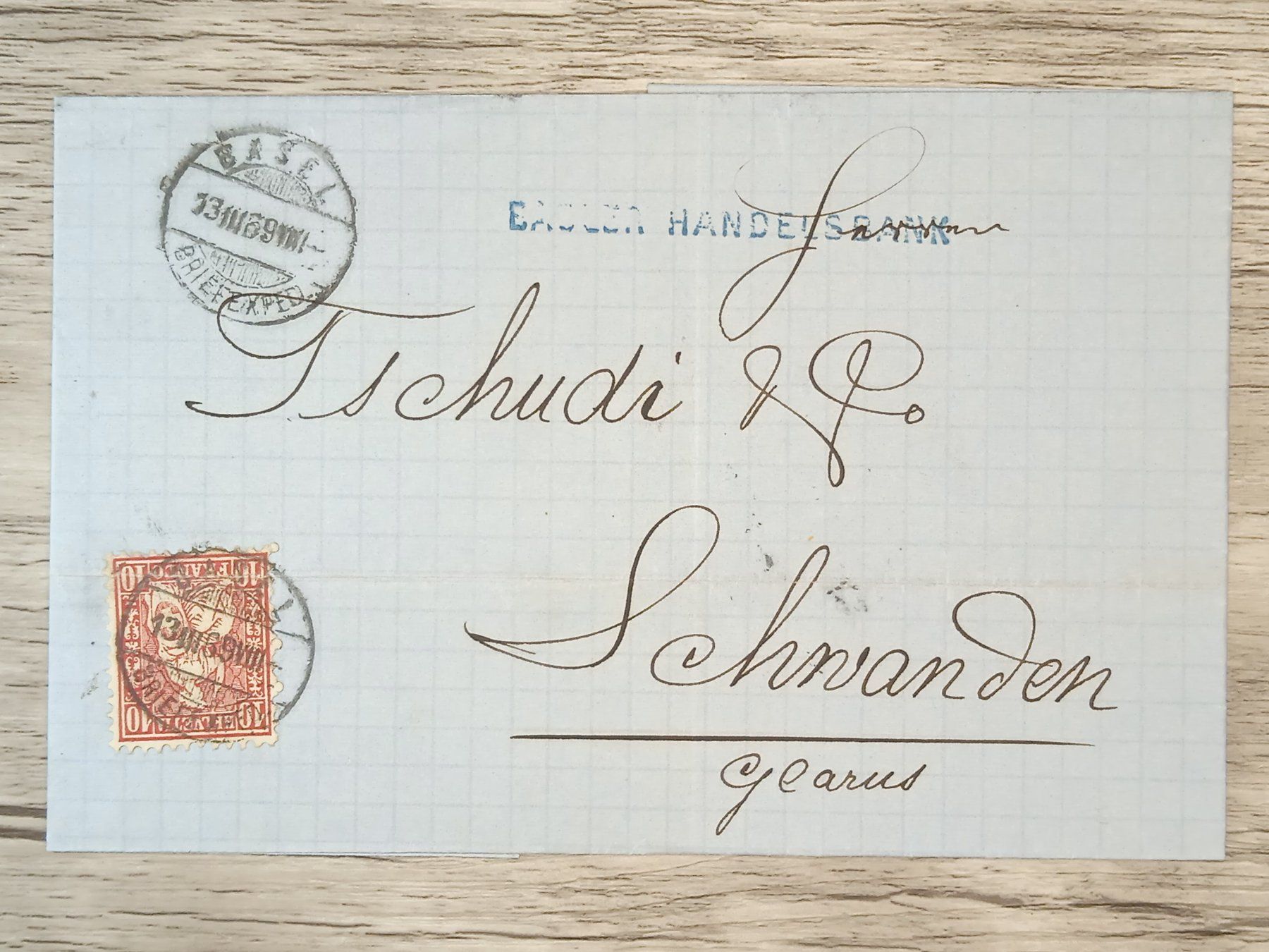 Tutti i francobolli: TR56 Enveloppe + Timbre Suisse 1869 – Usato da Cousset venduto da Patrick_Collections