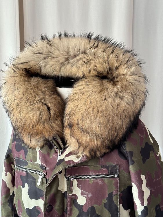 Camouflage Winterjacke Herren Kunstfell Wild Arctic Jacke Mit