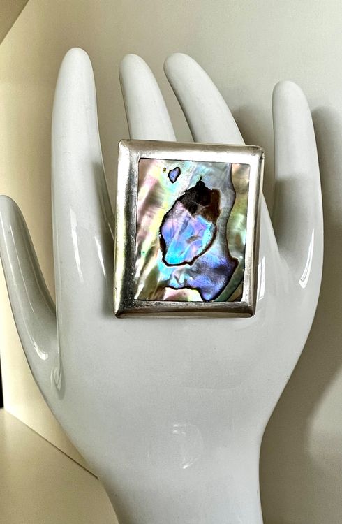 XL SILBER RING 925 mit TRAUM ABALONE / Ringkopf 3,5x3cm18g Kaufen