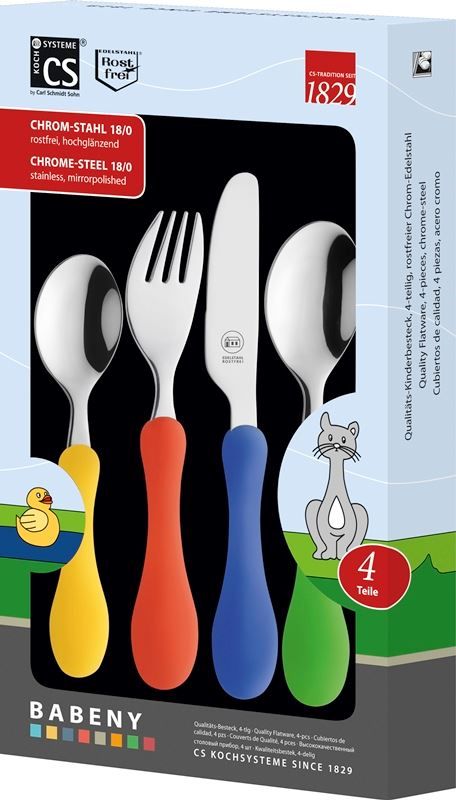 Set di posate: Besteck BABENY Kinderbesteck Set 4-tlg. – Nuovo e nell'imballaggio originale da Wettingen venduto da kochshop 2