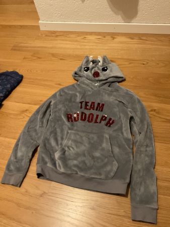 Flauschiger Rudolf Hoodie, Grau