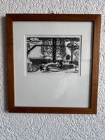 Grafik Winterlandschaft mit Holzrahmen Emil Zbinden 