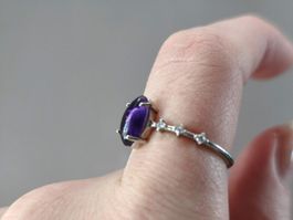Amethyst Ring, filigran, 925 Silber Grösse verstellbar