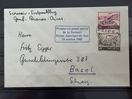 Flugpost Swissair Erstflug Genf - Buenos Aires, 1947