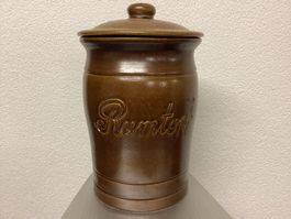 Rumtopf, Steingut braun mit Deckel, sehr guter Zustand