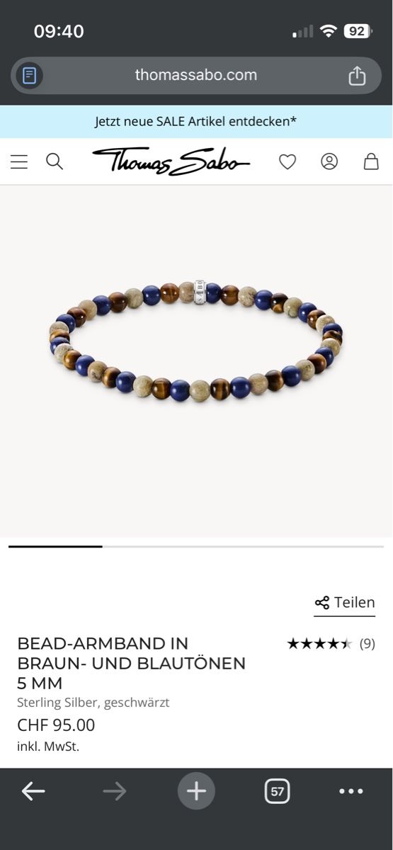 Thomas Sabo Bracciali & Braccialetti: Thomas Sabo BEAD-ARMBAND 5mm - neu – Nuovo e nell'imballaggio originale da St. Gallen venduto da BikeladyShop 3