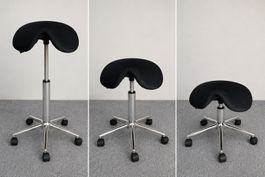 Tabouret selle ergonomique réglable sur roulettes
