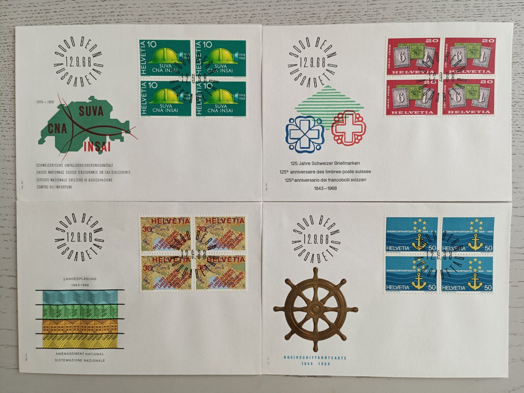 Tutti i francobolli: 1968 FDC Werbemarken Viererblocks – Usato da Dübendorf venduto da goeggi79