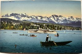 Alte AK von 1906 ZH, Dampfschiff Boote auf dem Zürich See.