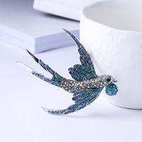 Brosche Swallow Vogel mit Kristall Strasssteine