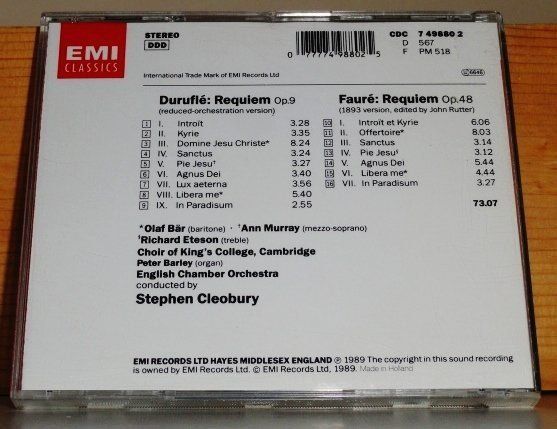 CD: Stephen Cleobury - Olaf Bär, Ann Murray, Peter Barley, – Usato da Engelberg venduto da margol 1