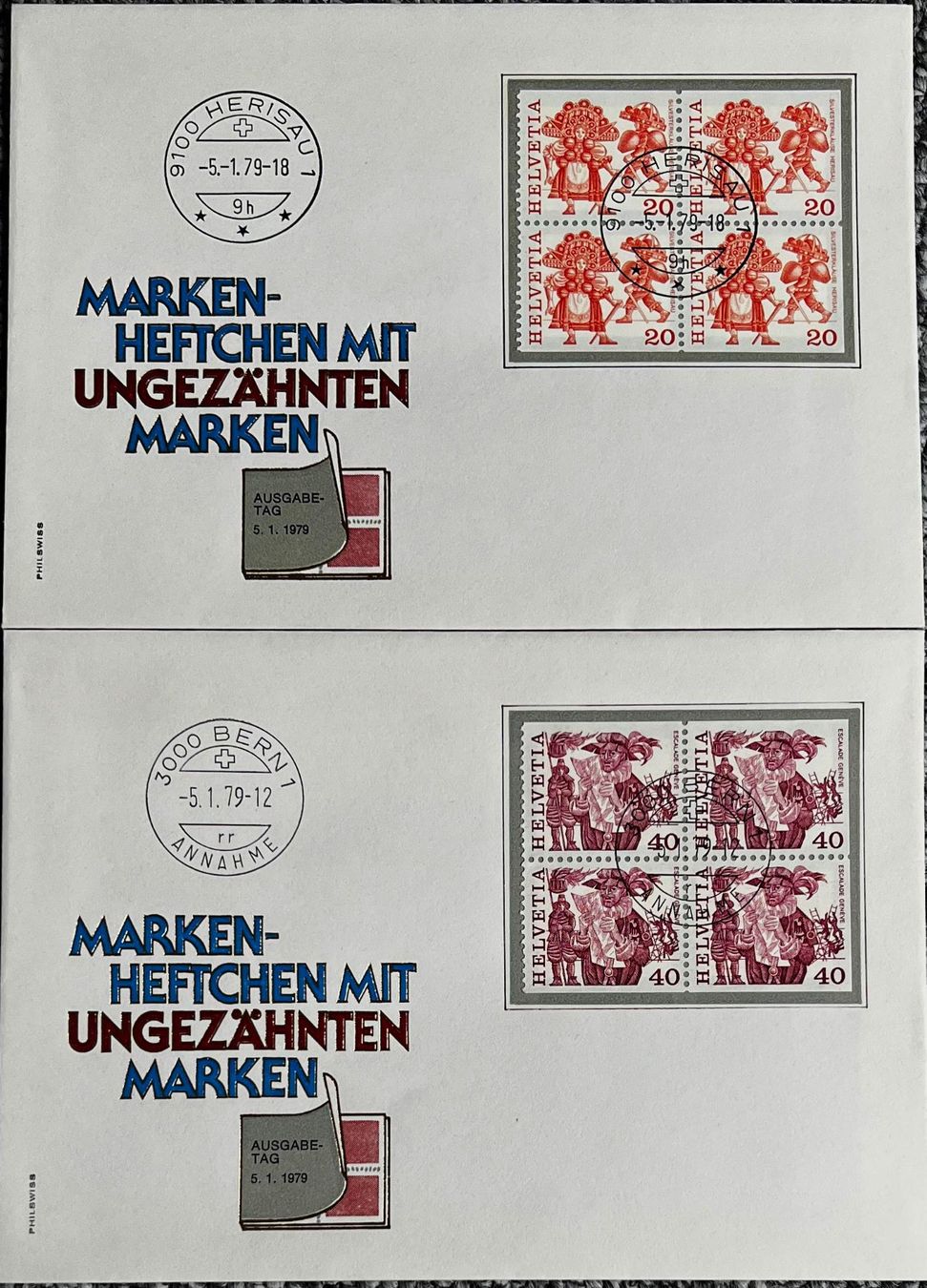 Alle Briefmarken: 1979 aus Markenheft ungezähnt FDC – Gebraucht aus Arlesheim von gaugi43