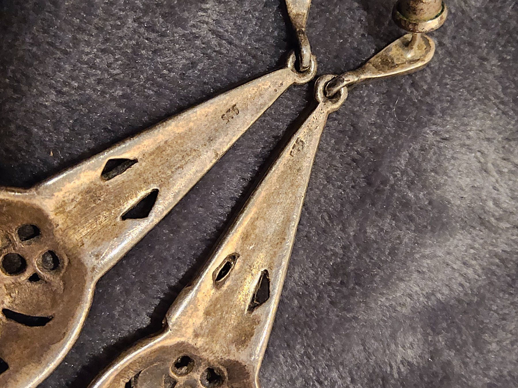 Onyx Orecchini pendenti & Orecchini a lobo: Antike Sterling Silber Markasiten Onyx Ohrhänger – Usato da Zürich venduto da sanwit 1