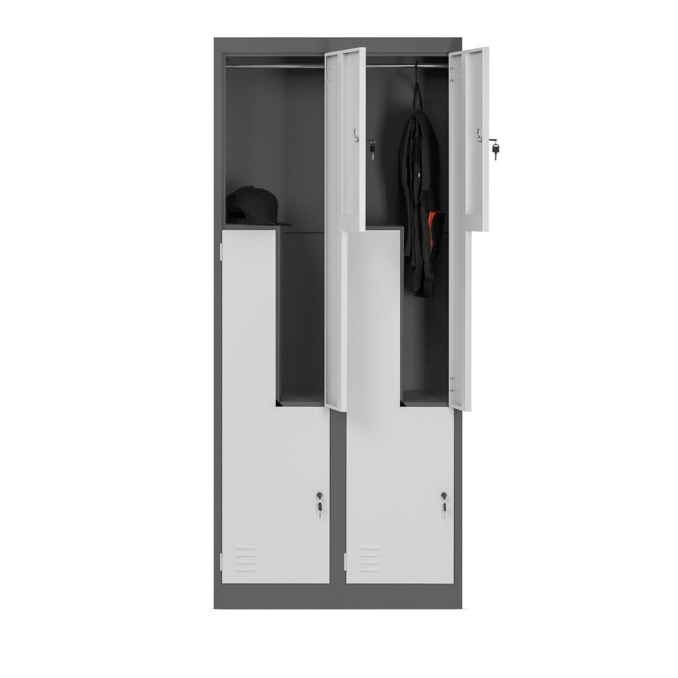 Schränke: Schliessfachschrank Z-Form 4 Fächer - Anthrazit/Weiss – Neu und originalverpackt aus Wallenwil von toesstal-vertrieb 3