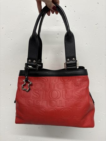 TOUS Handtasche Leder rot schwarz Tasche Schultertasche