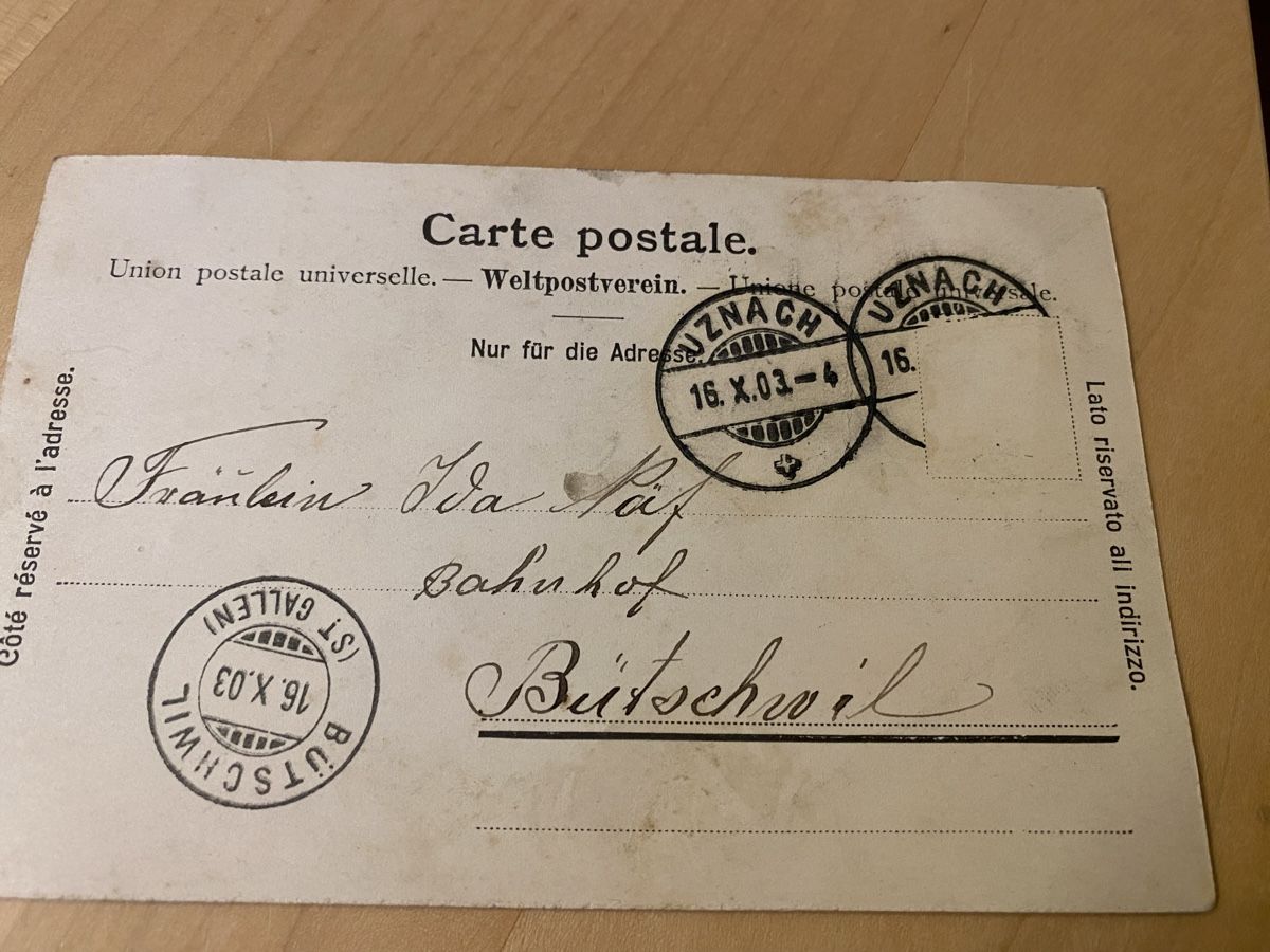 Cartoline postali: Dorfansicht von Walde Uznach – Usato da Mosnang venduto da Goldwasser 1