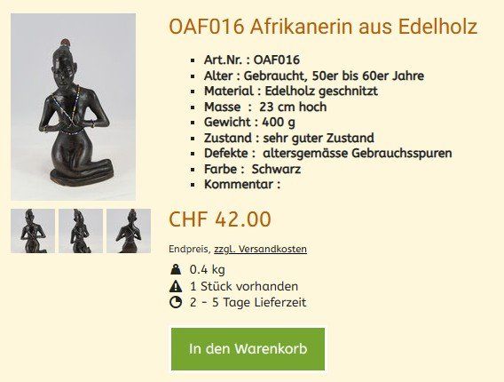 Statuette: Figur OAF016  , Sammlungsauflösung – Usato da Hagenbuch ZH venduto da cougar1 1