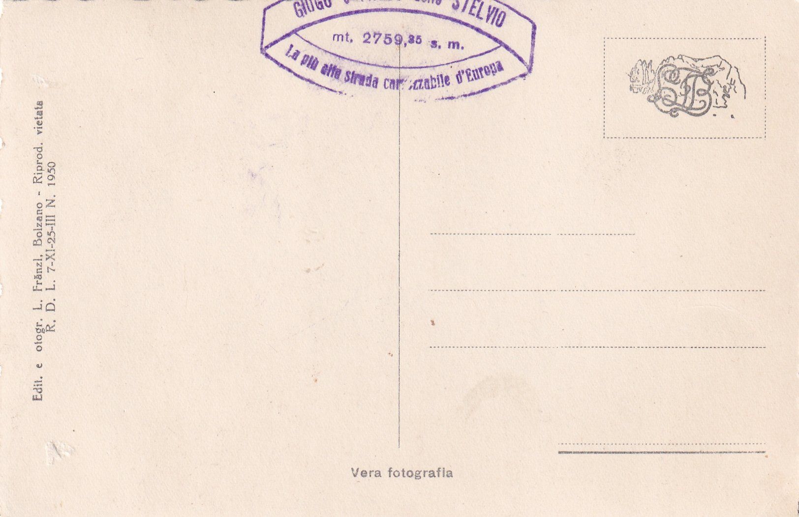 Cartoline postali: Strada dello Stelvio verso il Paso /bc – Usato da Hombrechtikon venduto da Rudolf07 1