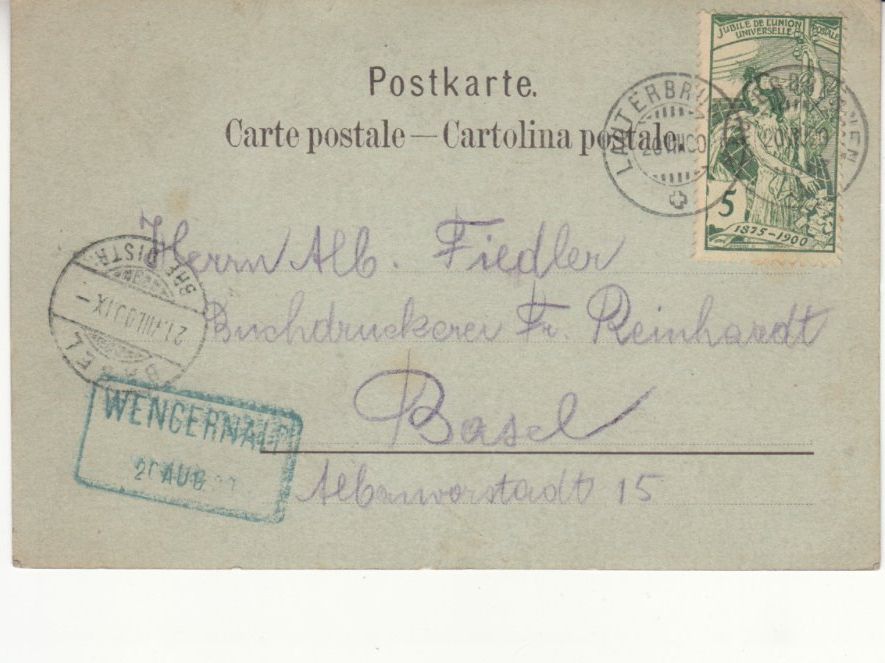 Cartoline postali: Wengernalp 1900 mit Bahnstempel – Usato da Bürglen TG venduto da StampGraf 1