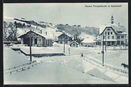 Appenzell, Neues Postgebäude im Schnee