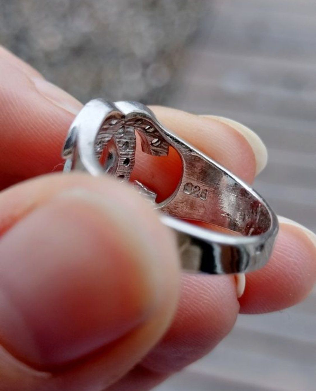 Anelli: Bicolor Zirkonia Ring 925 Solid Sterling Silber – Usato da Schwyz venduto da els_7cys 7