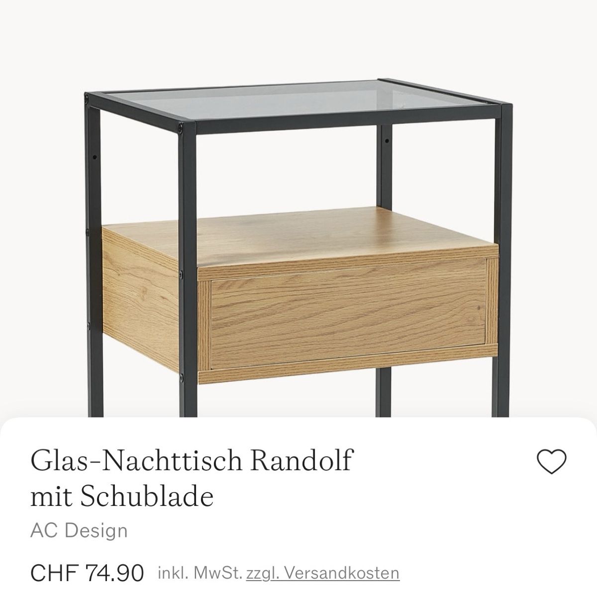 Westwing Comodini: WESTWING Glas-Nachttisch Randolf mit Schublade – Usato da Baden venduto da uzumaki94 3