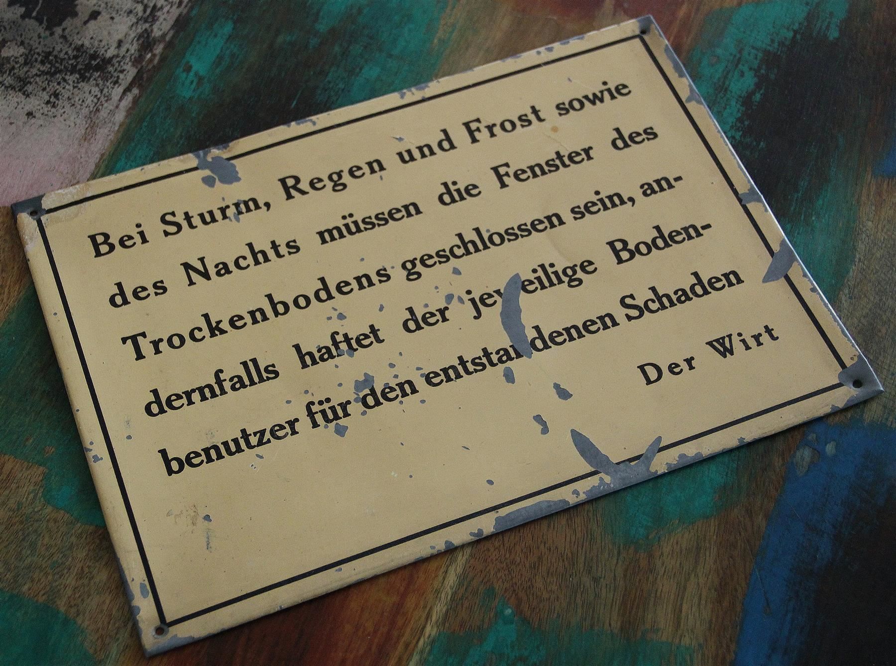 Insegne: Blechschild "Sturm, Regen & Frost" – Usato da Birrwil venduto da brandschatz_birrwil 2
