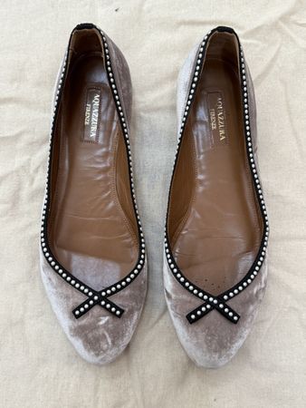 Aquazzura Ballerinas Samt grau Gr. 37.5 (wie 38)