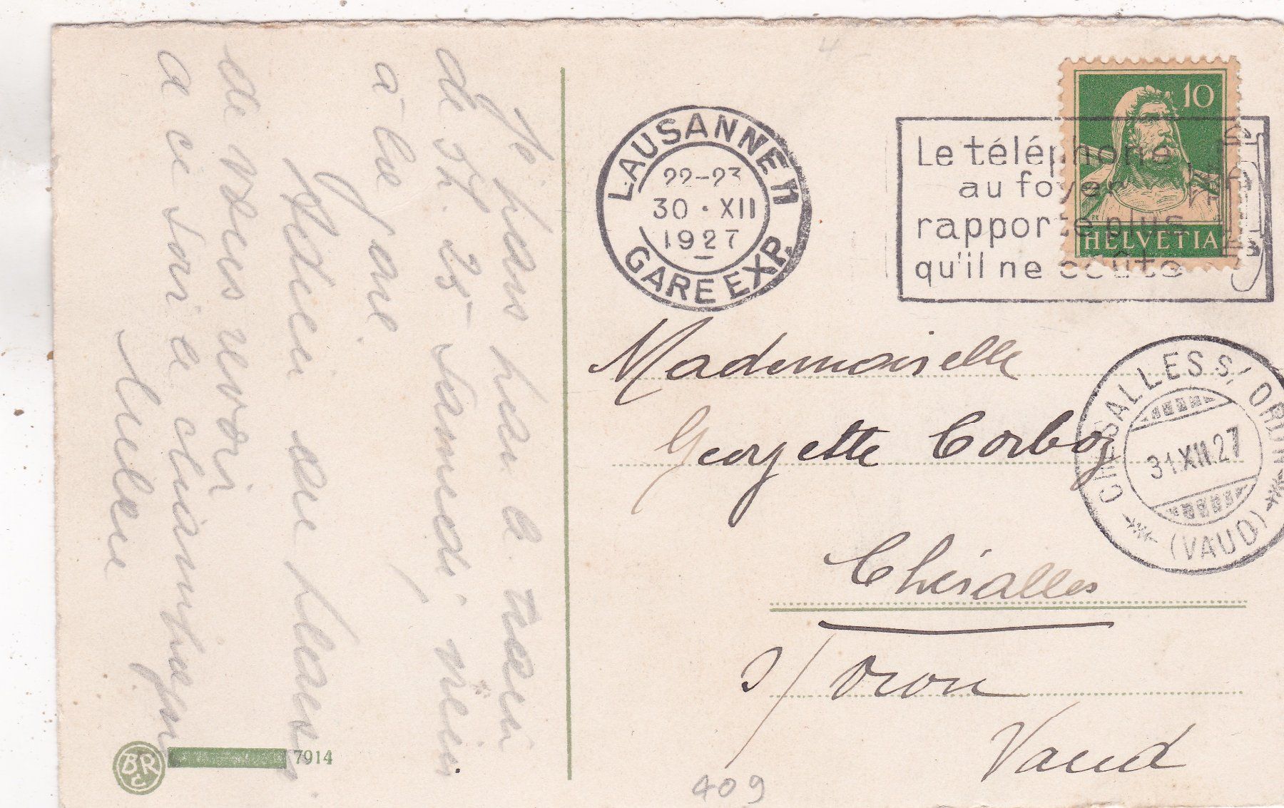 Cartoline postali: Kitsch Vogel Bonne Année 1927 – Usato da Herisau venduto da Lisegrat2008 1