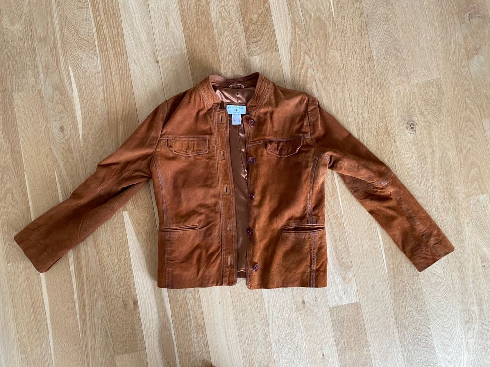 AYSDSKI Damen Kurzjacke Wildleder Optik - Cropped Übergangsjacke Mit Knopfleiste