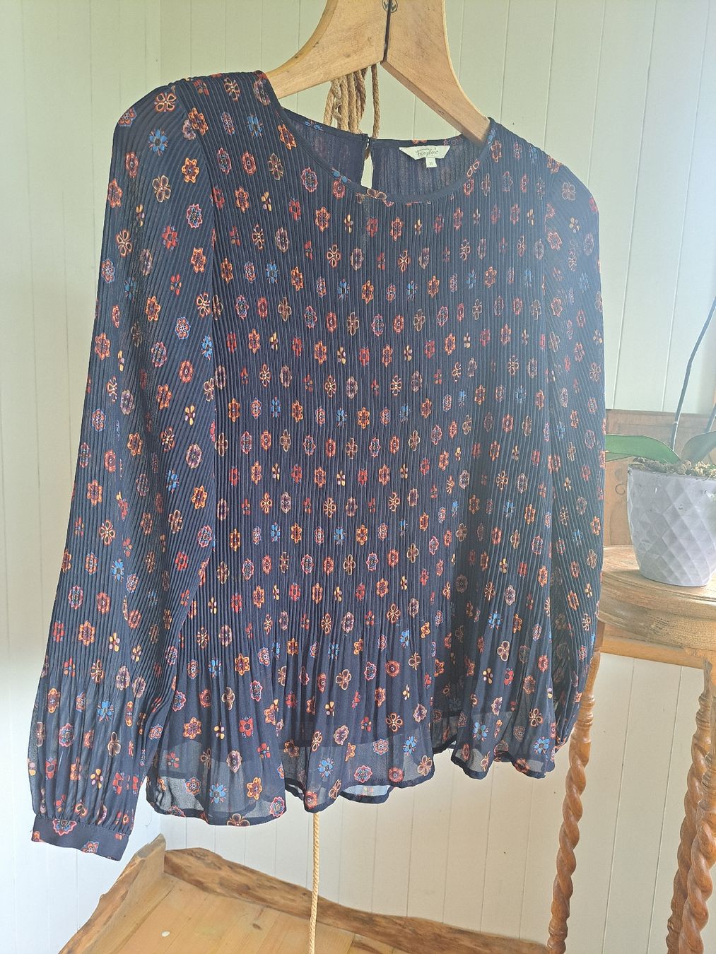 Tuniche: FROGBOX Plissée Bluse Tunika M 38 Oberteil Longsleeve Top – Usato da Mollis venduto da Fauchi99 7