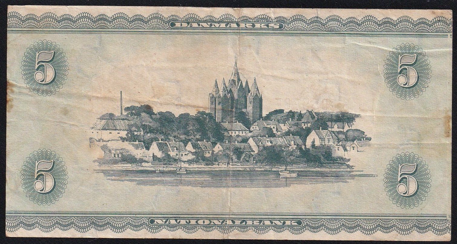 Banconote: Dänemark 5 Kroner 1957 – Usato da Brugg AG venduto da banknoten_muesli 1