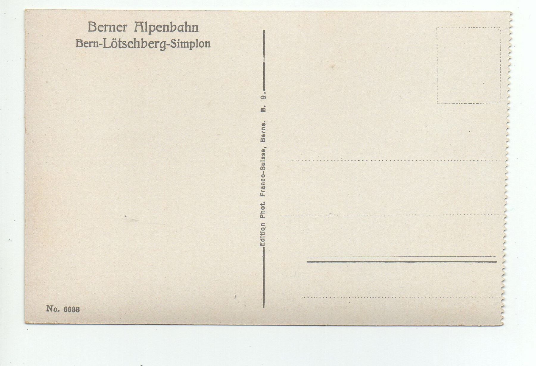 Cartes postales: BERN-LÖTSCHBERG-SIMPLON-BAHN – Neuf (Voir description) à Jona par philajona 1