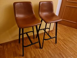 2er Set Barhocker, Leder Braun, neuwertig