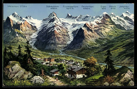 Cartoline postali: Grindelwald, Panorama mit Blick auf das  – Usato da Berlin venduto da bartko-reher