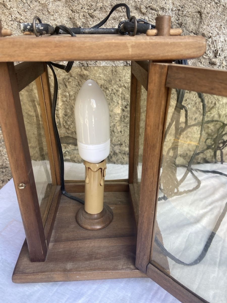Lampen: Laternenlampe Holz Glas antik gebraucht – Gebraucht aus Brienz BE von hey_z9vg 2