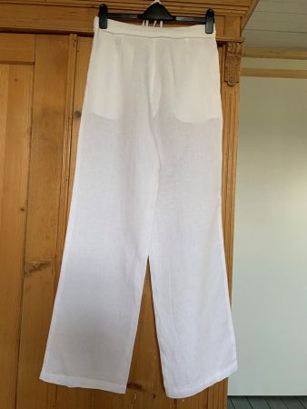HENRY COTTON'S: Edle weisse Leinen-Hose mit Pailetten, 38