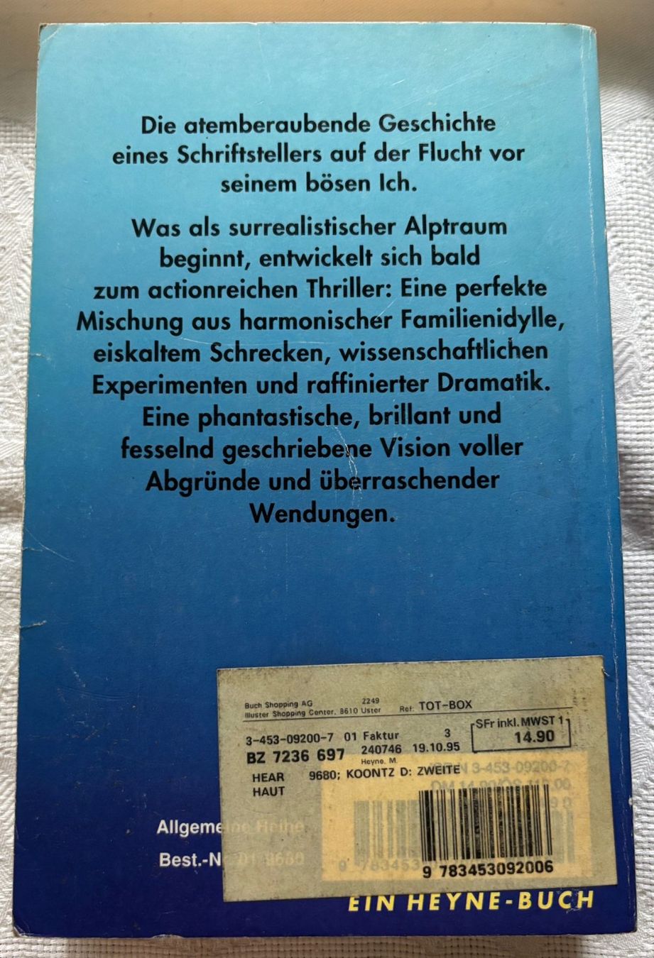 Bücher: Die zweite Haut - Dean Koontz – Gebraucht aus Interlaken von Poeschtli 1