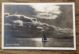Segelschiff am Zürichsee im Mondlicht, Photoglob Zürich