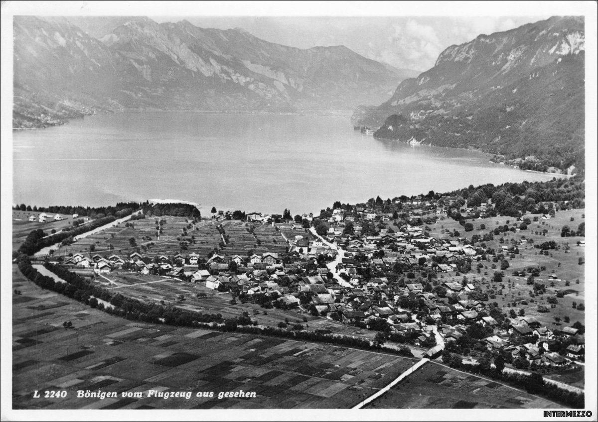 Cartoline postali: Bönigen BE // Luftbild Brienzersee Interlaken – Usato da Basel venduto da intermezzo12