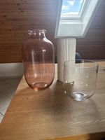 Drei Vasen Set in Glas und Keramik guter Zustand