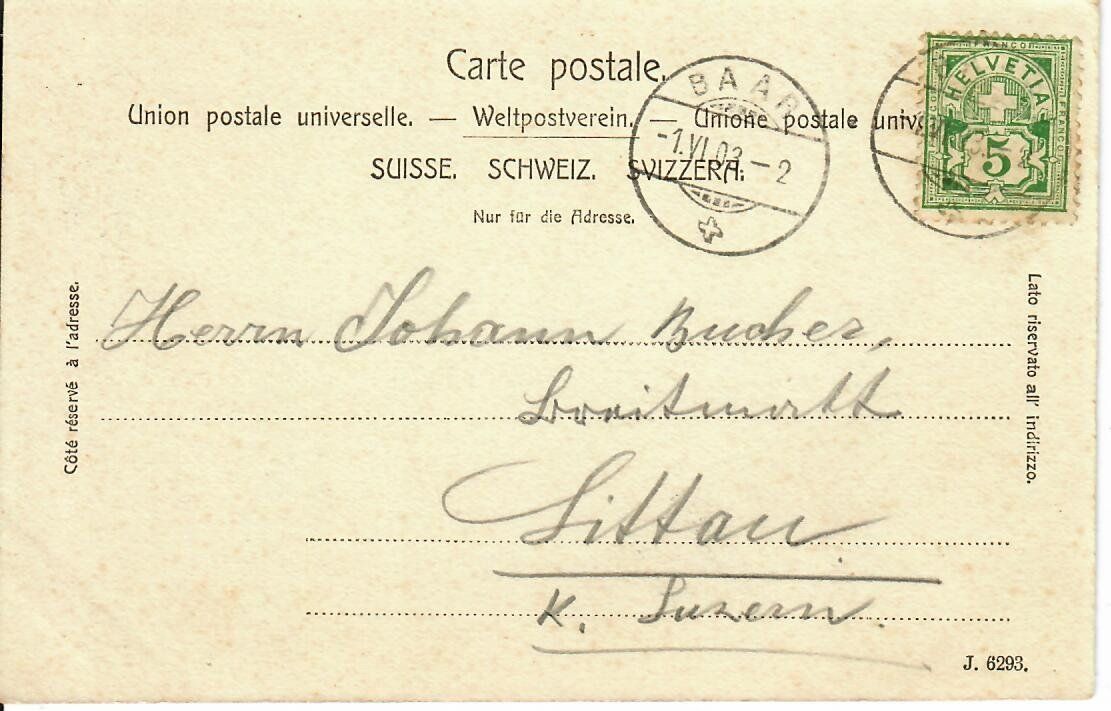 Cartoline postali: Gruss aus Baar Lindenhofquartier 1903 – Usato da Hochdorf venduto da Ziegel-16 1