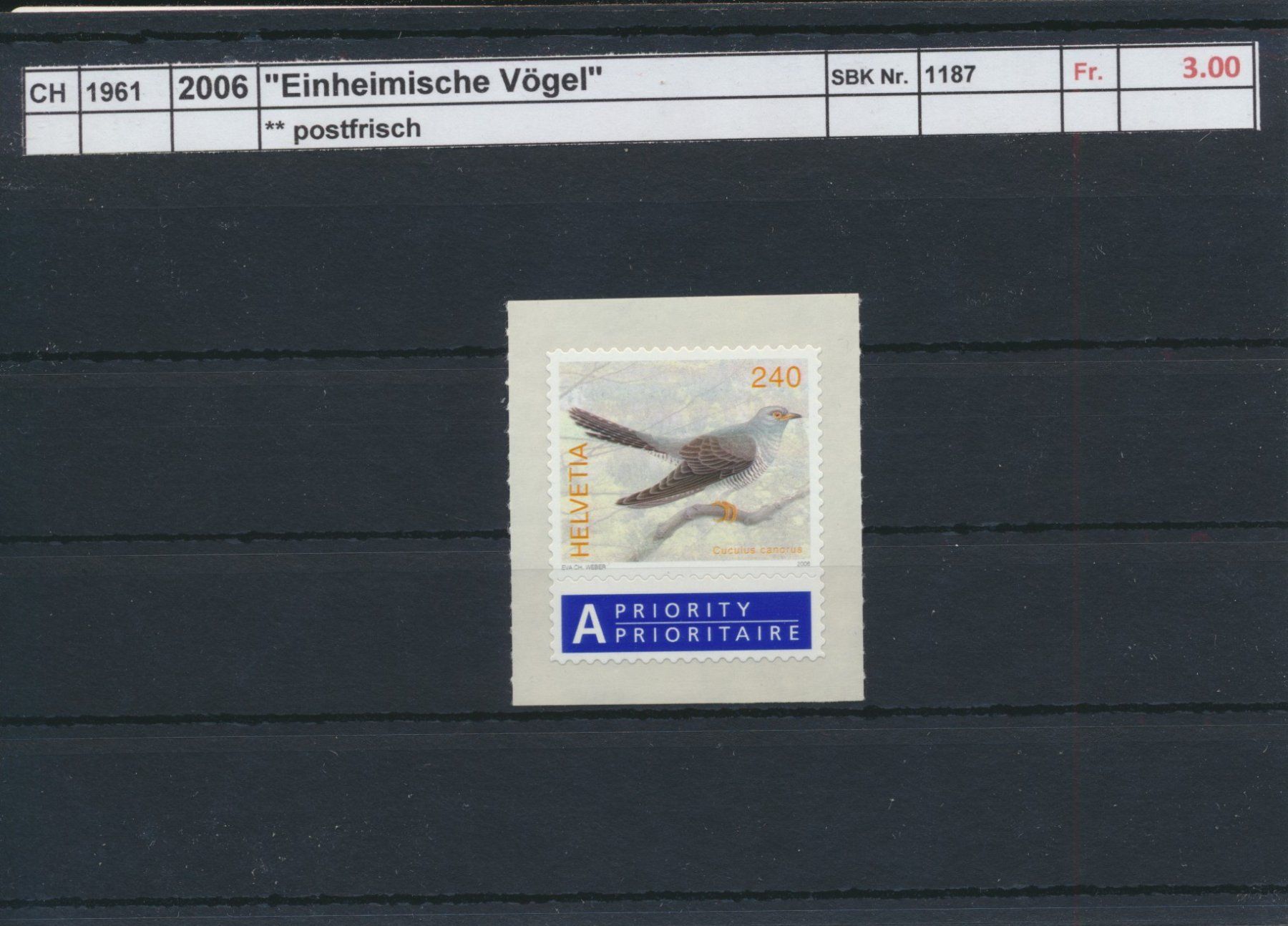 Tous les timbres: 2006 "Einheimische Vögel", ** postfrisch – Neuf (Voir description) à Winterthur par Zupogeru