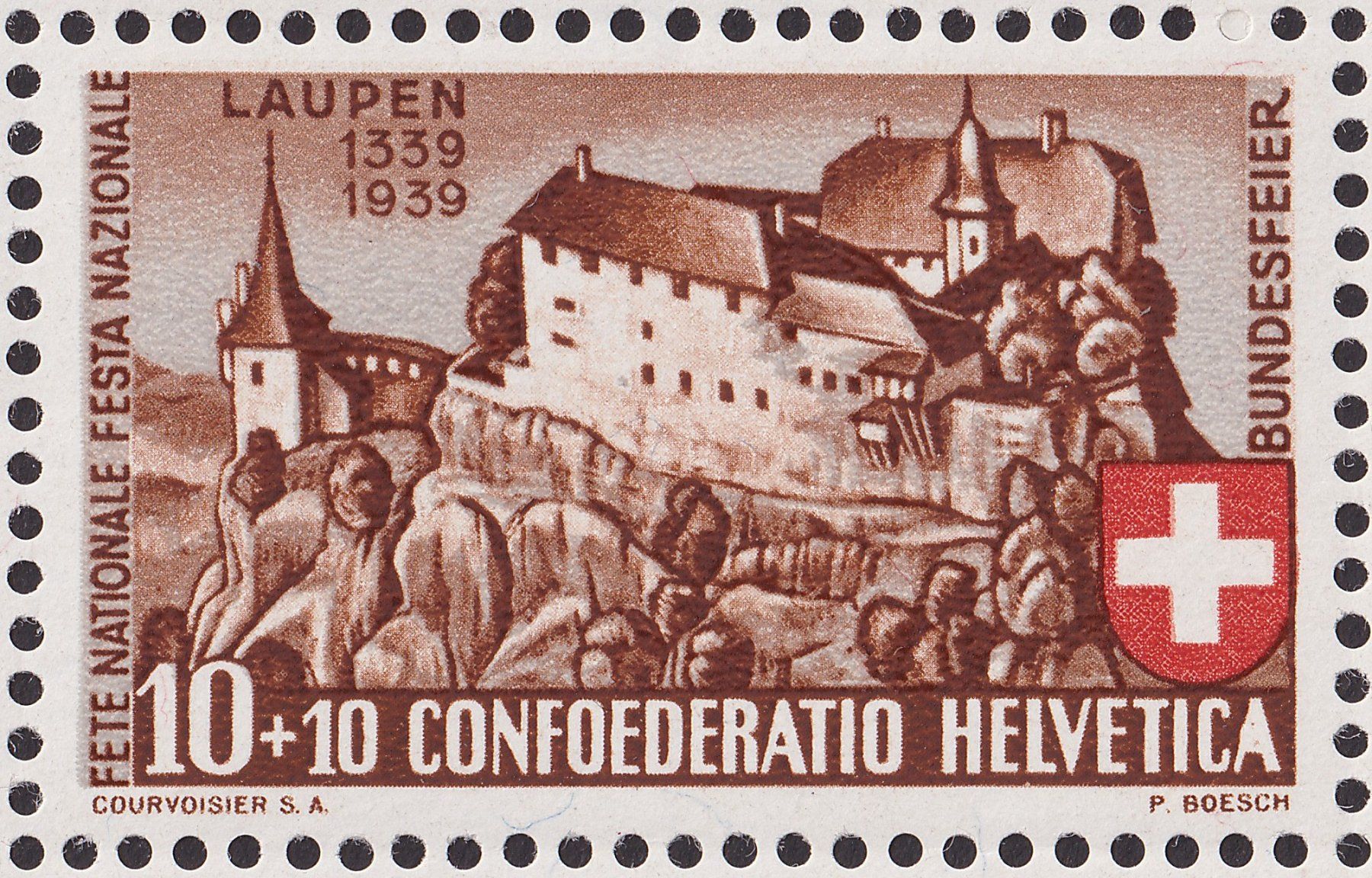 Tutti i francobolli: 1939, B2 Bogen mit Abart B2.2.01 postfrisch **. Kat: 63.-+ – Usato da Sursee venduto da Luzernerraute 1