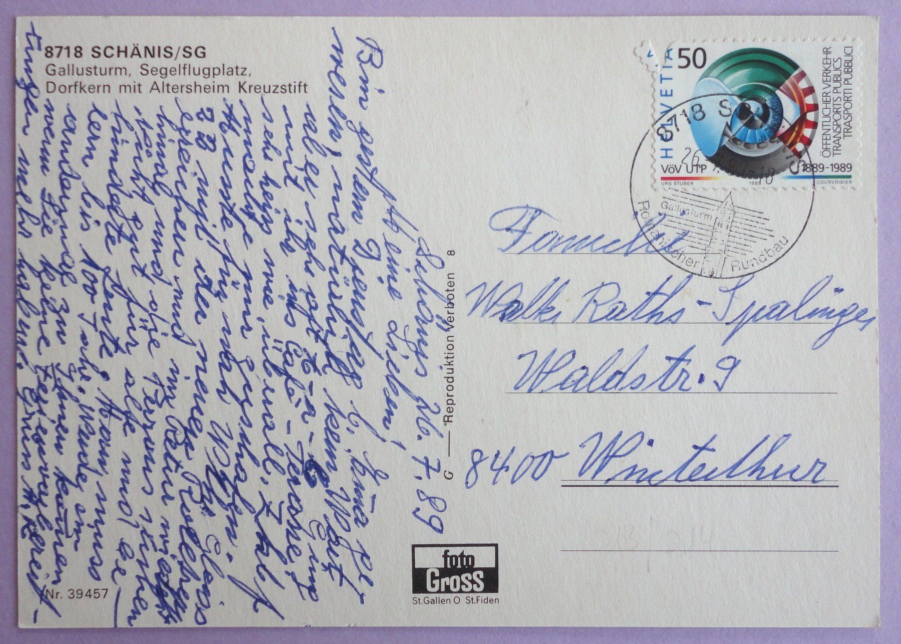 Cartoline postali: Schänis/SG – Usato da Fétigny venduto da Billy2miny 1